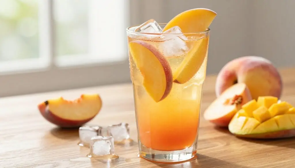 peach mango dirty soda recipe close-up