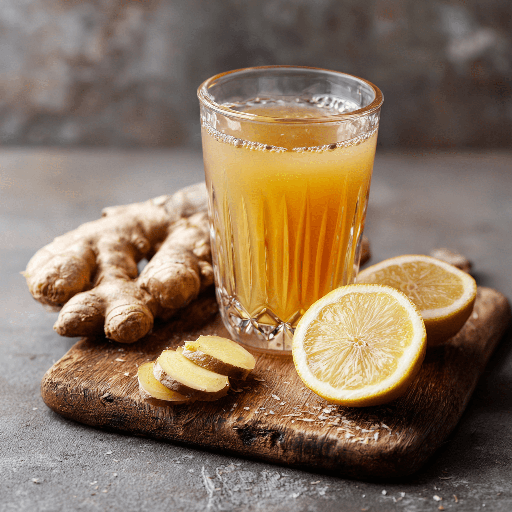 ginger infusion recipe served cold with lemon and ice