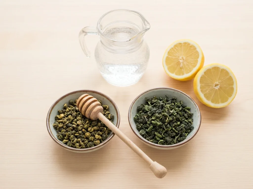 loose leaf Jin Xuan and Tie Guan Yin oolong tea varieties for making drinks