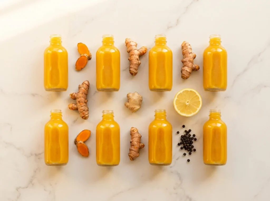 homemade turmeric shot recipe with ginger lemon and black pepper