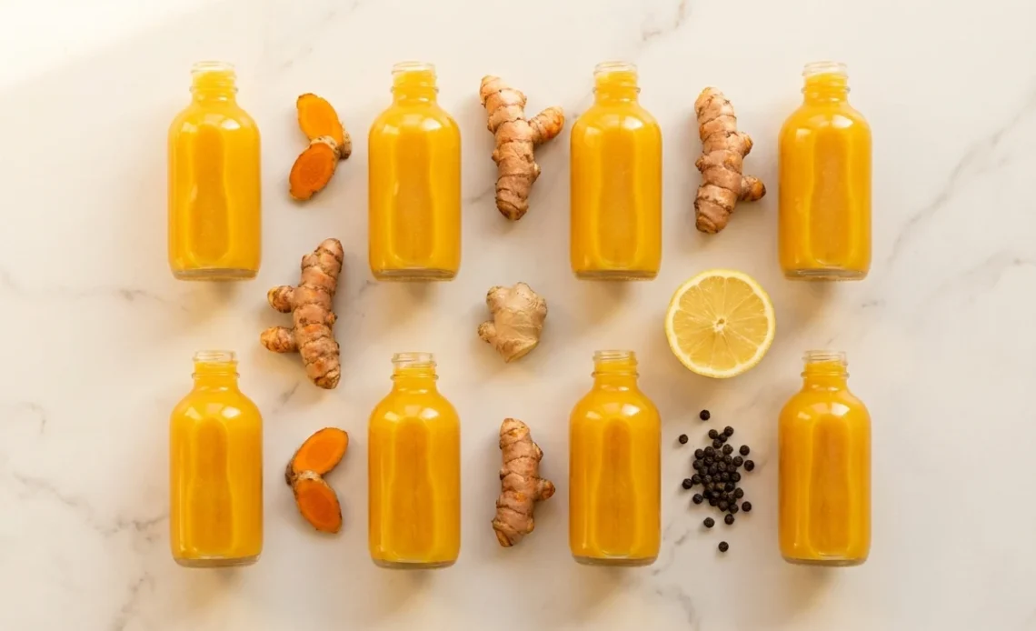 homemade turmeric shot recipe with ginger lemon and black pepper