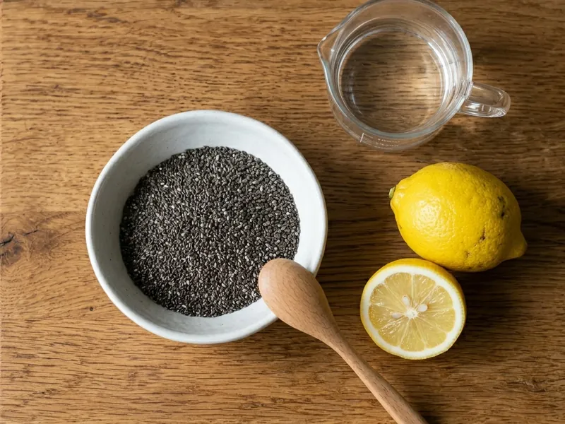 chia seeds, fresh lemon, and water — 3-ingredient chia seed water recipe