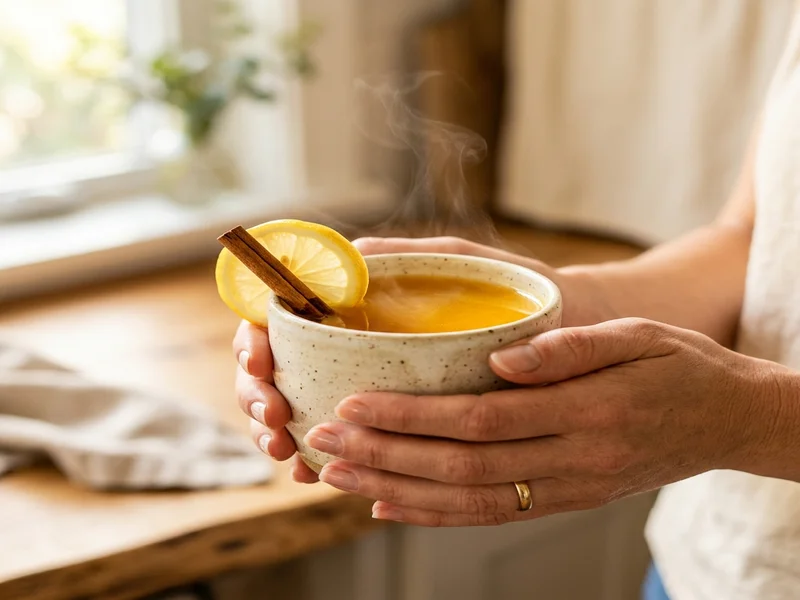 morning glucose reset ritual drink served warm in a ceramic mug on kitchen counter