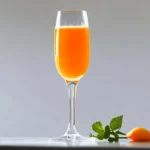 Mockmosa recipe in a champagne flute garnished with orange wheel and mint