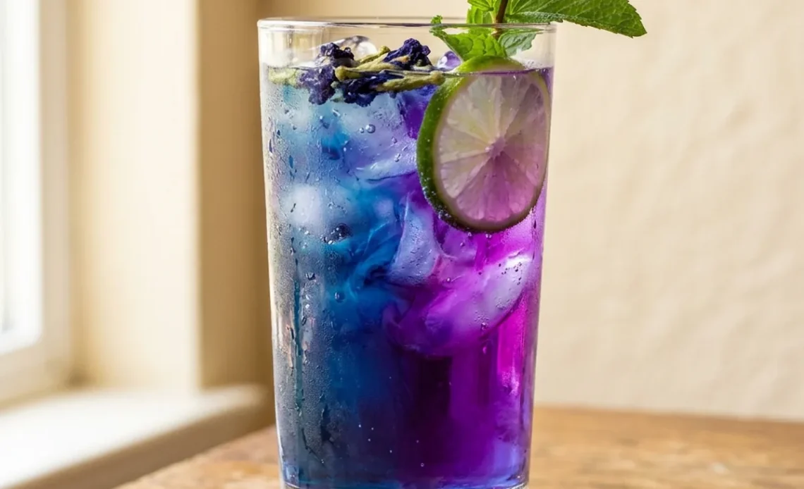 butterfly pea flower tea recipe mid color change from blue to purple
