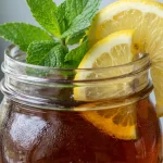 homemade tea concentrate recipe in a mason jar with lemon