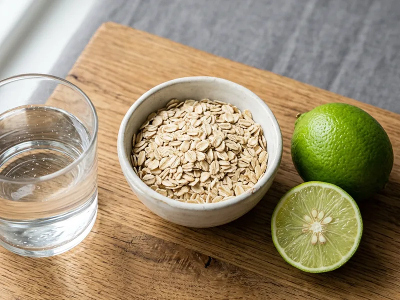 ingredients for oat trick for weight loss recipe - rolled oats, lime, water